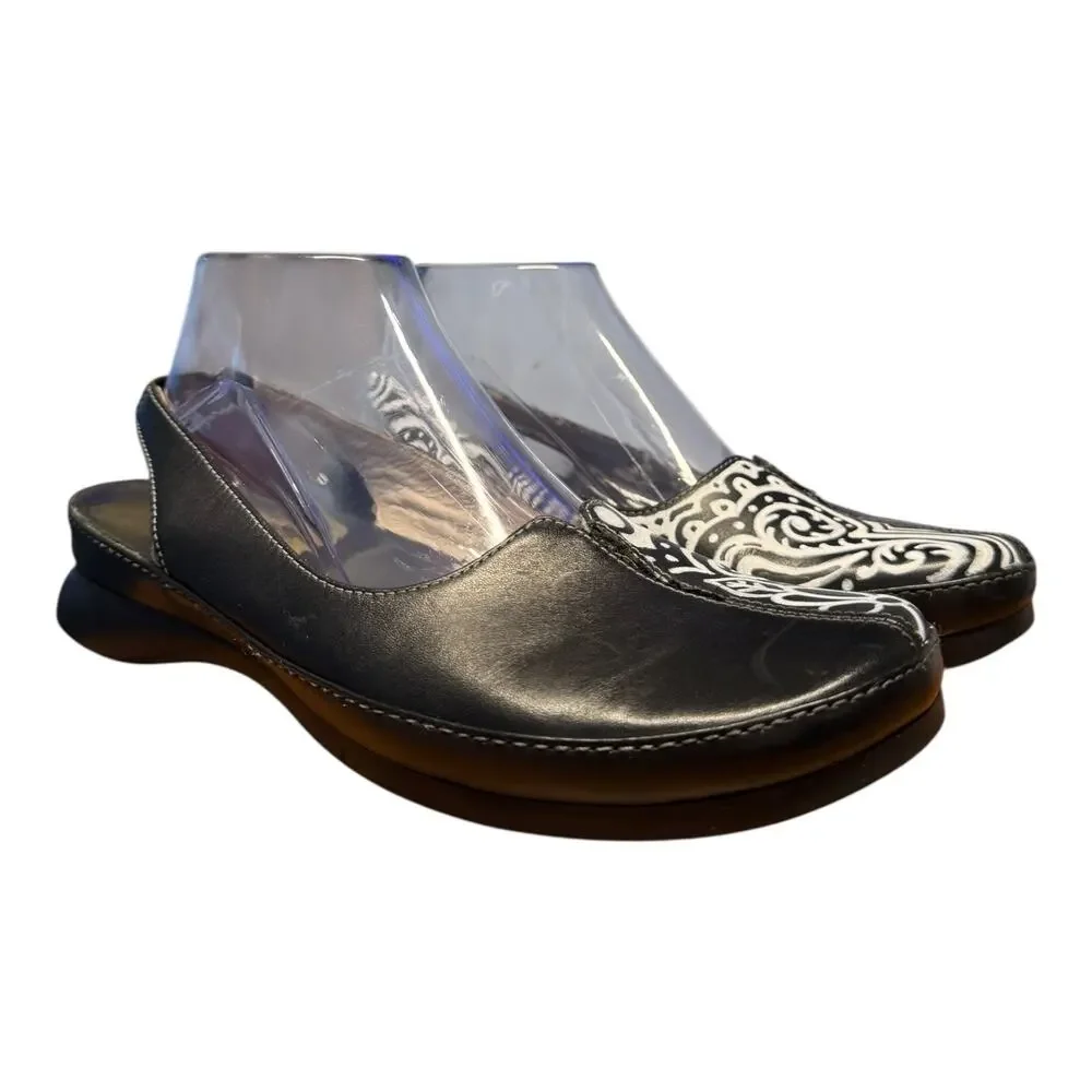 Clarks Women's 9M Black White Artisan Slingback Sandals Shoes Comfort